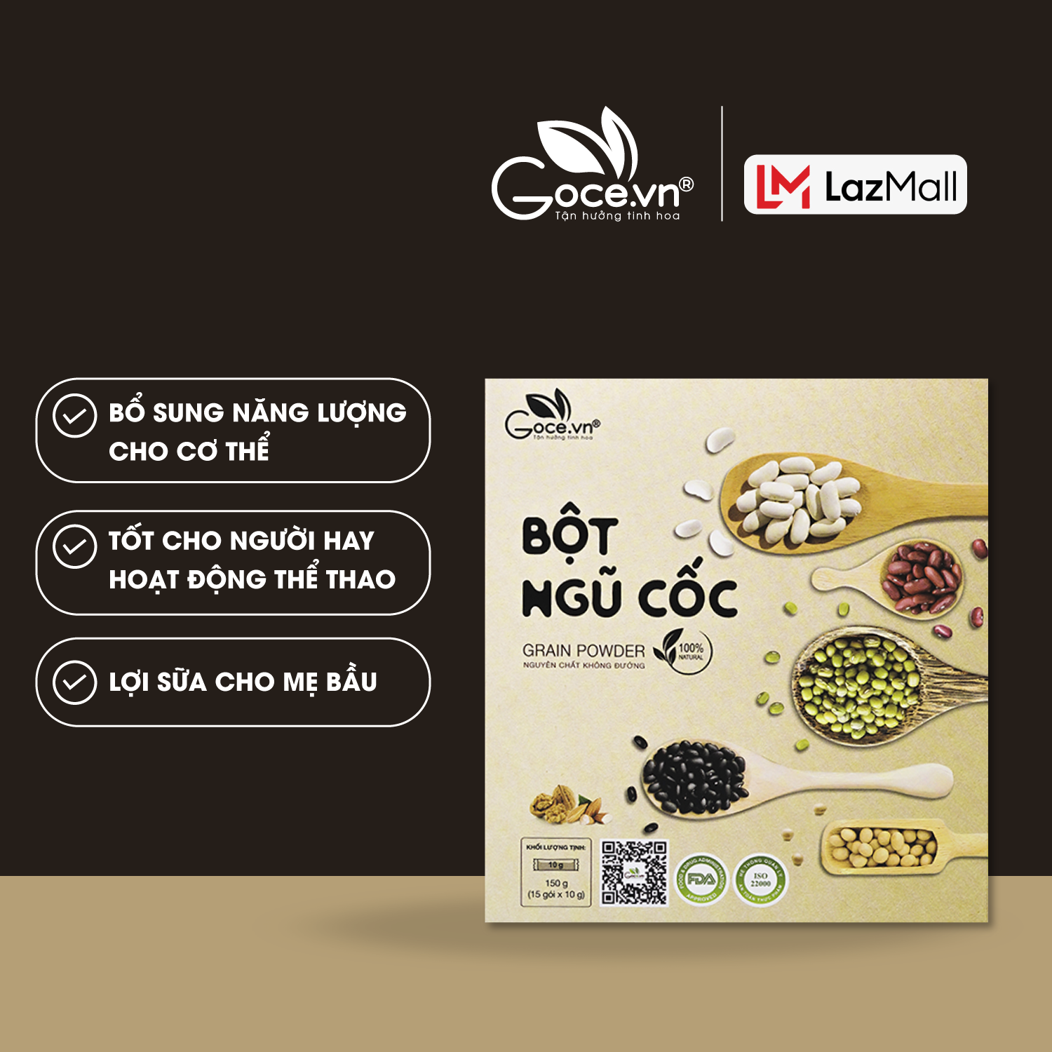 Bột ngũ cốc dinh dưỡng Goce - 150g (15 gói x 10g) ST