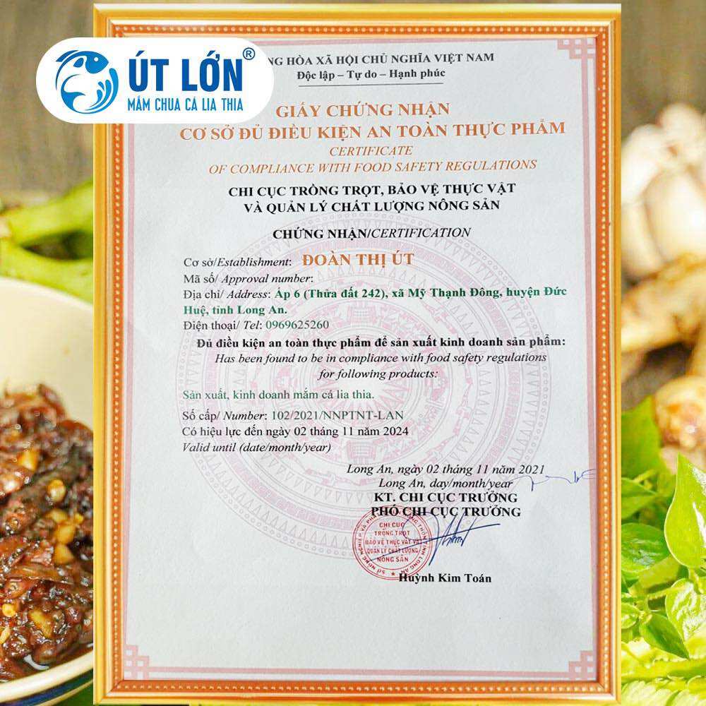 Mắm chua cá lia thia - Thương hiệu Út Lớn - Sản phẩm OCOP - Không ngọt, không mặn - Date 90 ngày