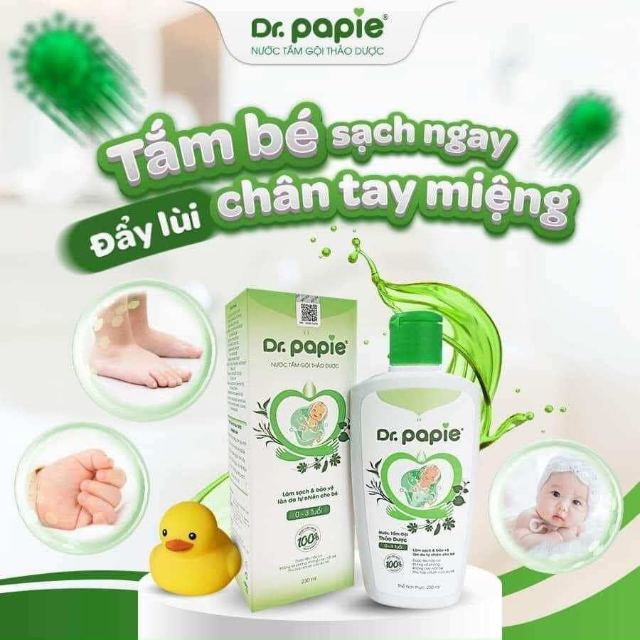 CHÍNH HÃNG Nước tắm gội thảo dược DR PAPIE cho bé 0M+