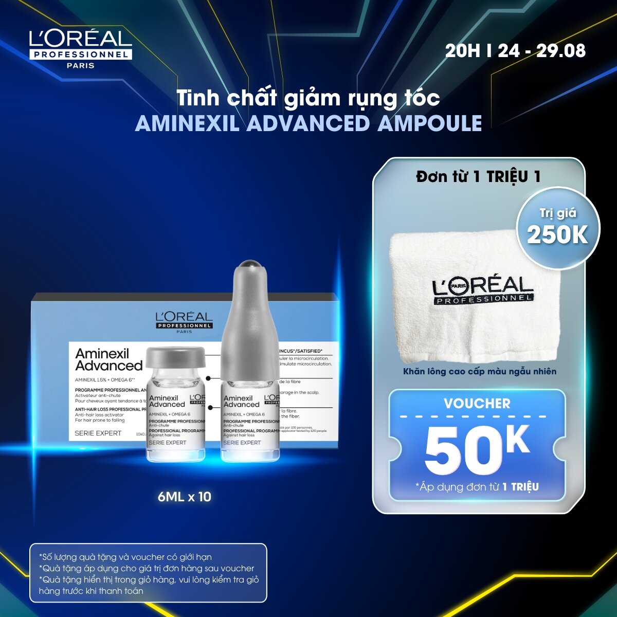 Tinh chất giảm rụng tóc L'Oréal Professionnel Aminexil Advanced Ampoule