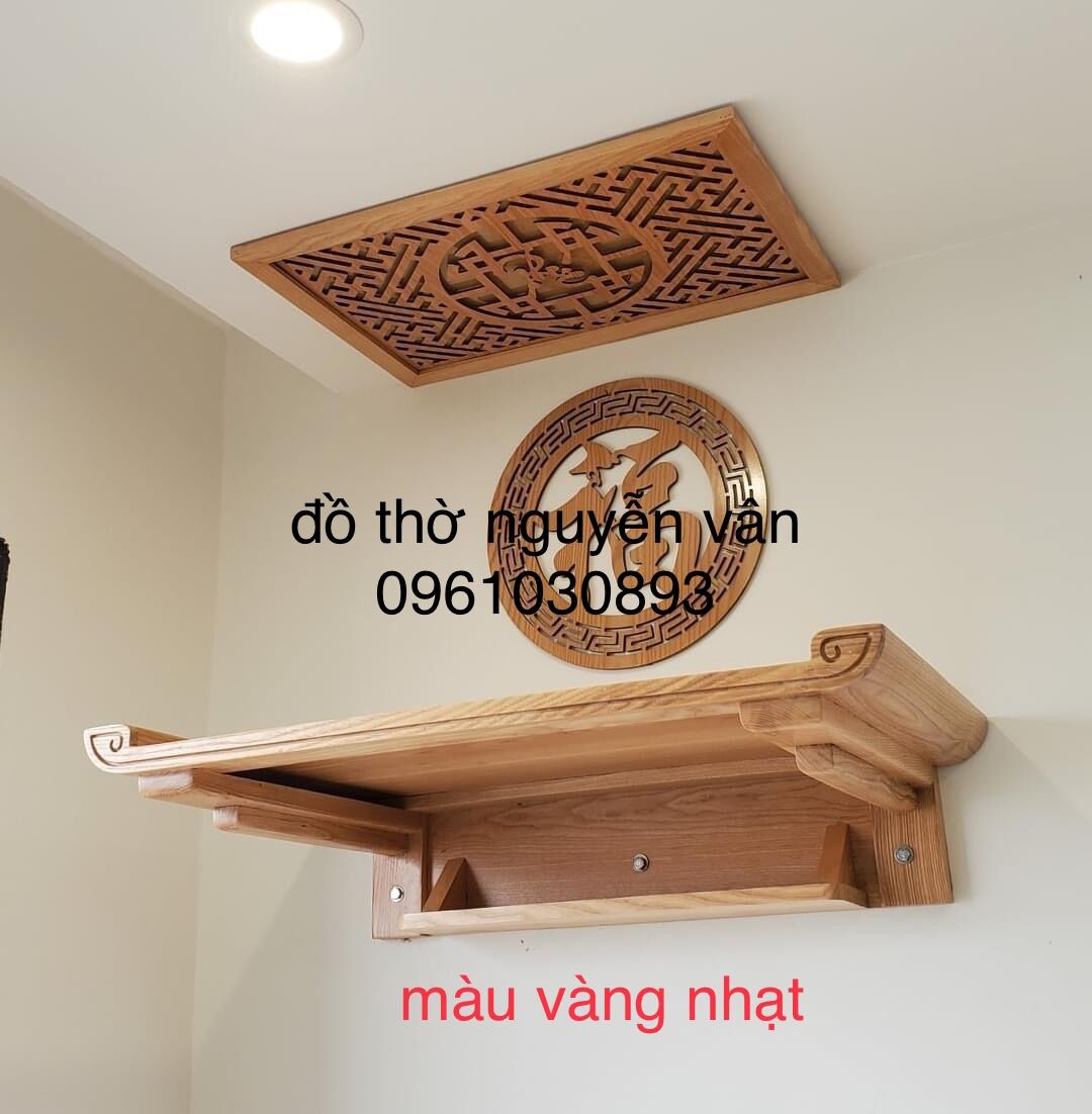 Bàn thờ treo tường gỗ sồi kích thước 41x61 , 48x69, 48x81, 48x89 màu óc chó, cánh dán, vàng sồi