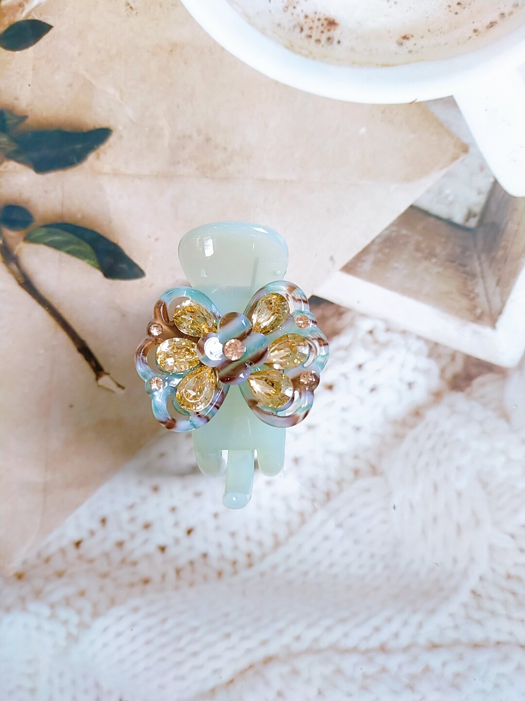 kẹp càng cua 3 răng đính đá pha lê