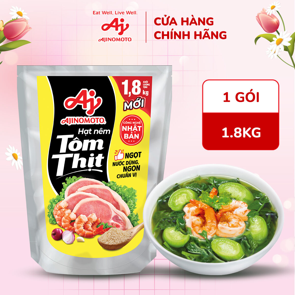 Gói Ajinomoto® Hạt nêm Tôm Thịt 1.8Kg/Gói