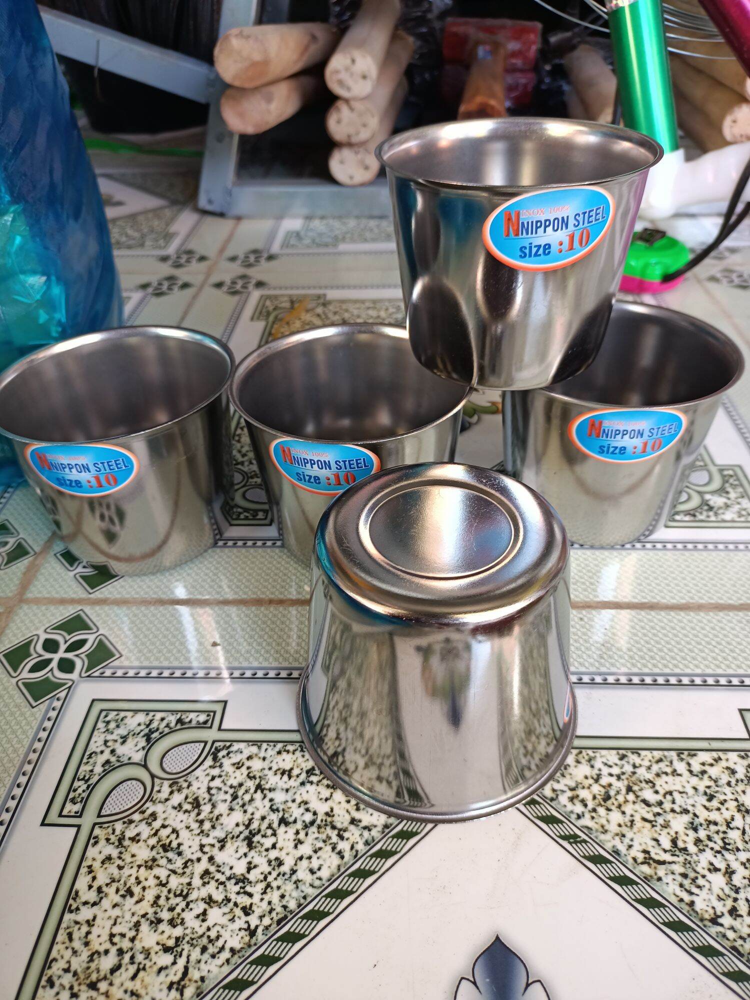combo 5 ly đá inox xịn đk 10cm