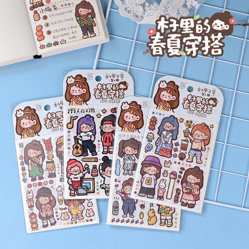 Set 4 tờ stickers nhiều chủ đề dễ thương xinh xắn (Benzili)