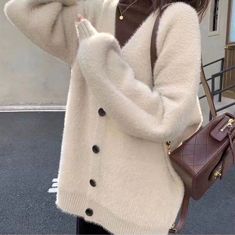 Áo khoác len lông thỏ Cardigan QCCC form rộng oversize dáng dài lông thỏ siêu mềm Ulzzang Ong