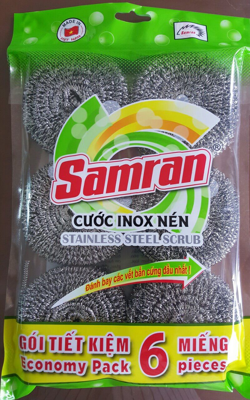 Gói 6 miếng cước inox nén Samran rửa chén