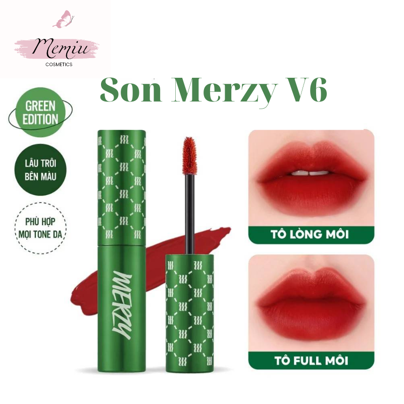 Son kem lỳ Merzy V6 vỏ xanh lá phiên bản giới hạn