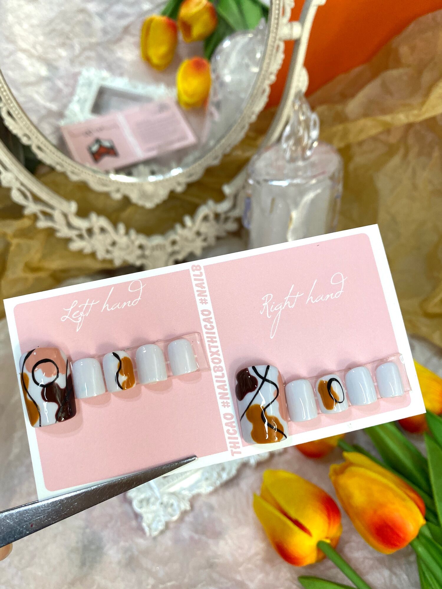 [ nails box ] móng chân giả vẻ tone xám