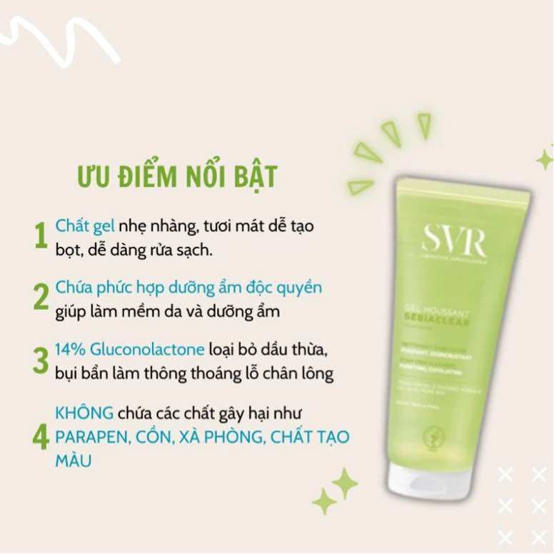 SVR Gel rửa mặt dành cho da dầu Sebiaclear Moussant 55ml