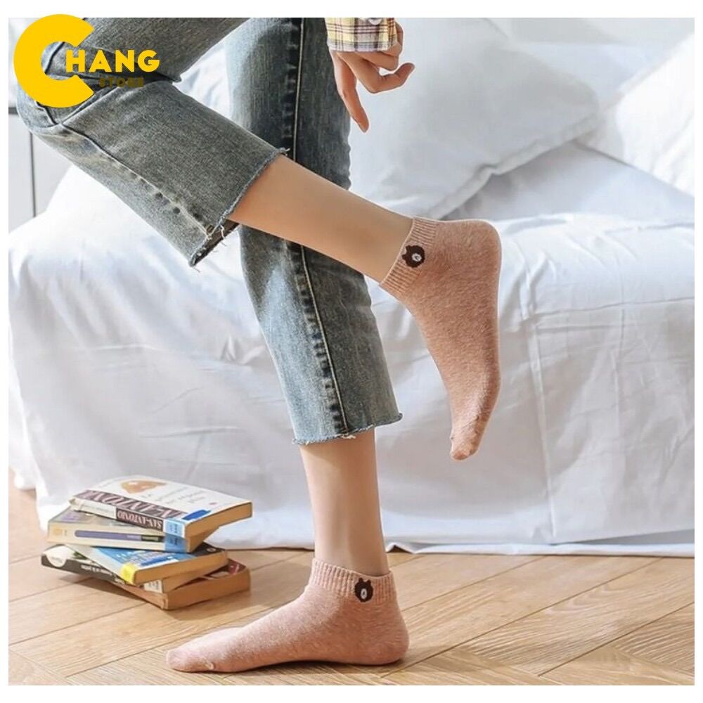 Combo 05 đôi tất gấu ngắn cổ hot trend