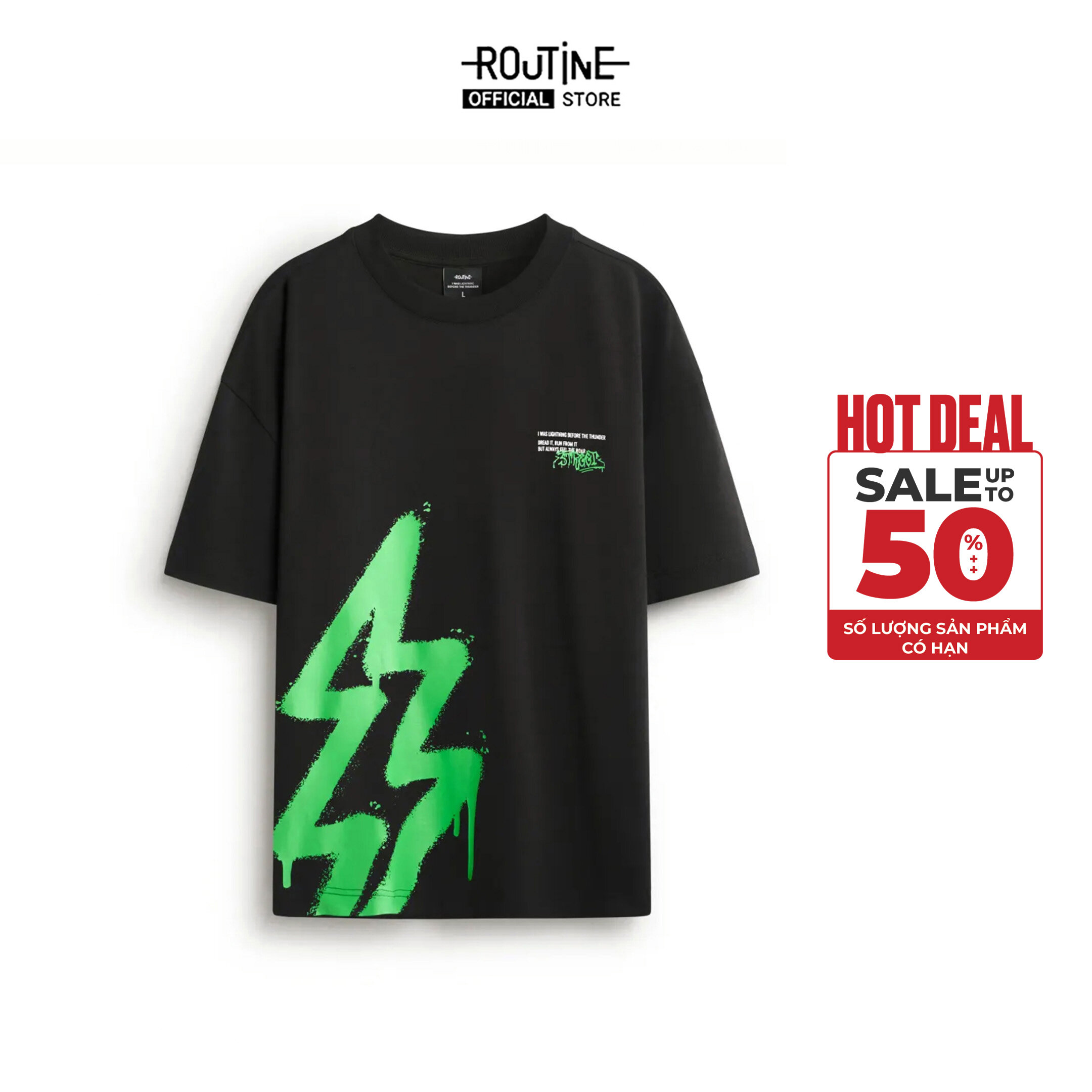 Áo Thun Tay Ngắn Nam Hình In Thunder Form Boxy - Routine 10S25TSS057