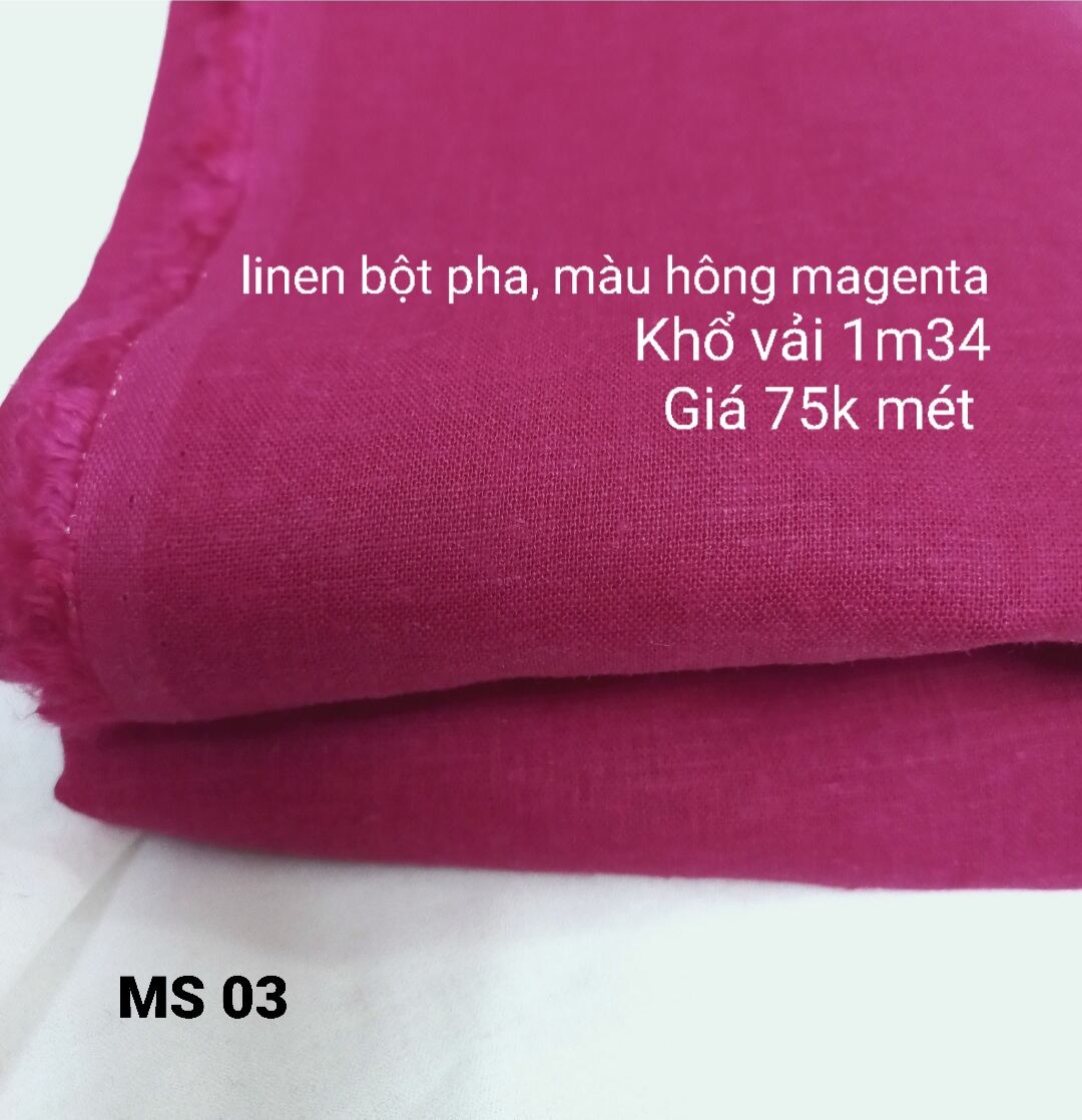 Vải linen bột hồng Magenta