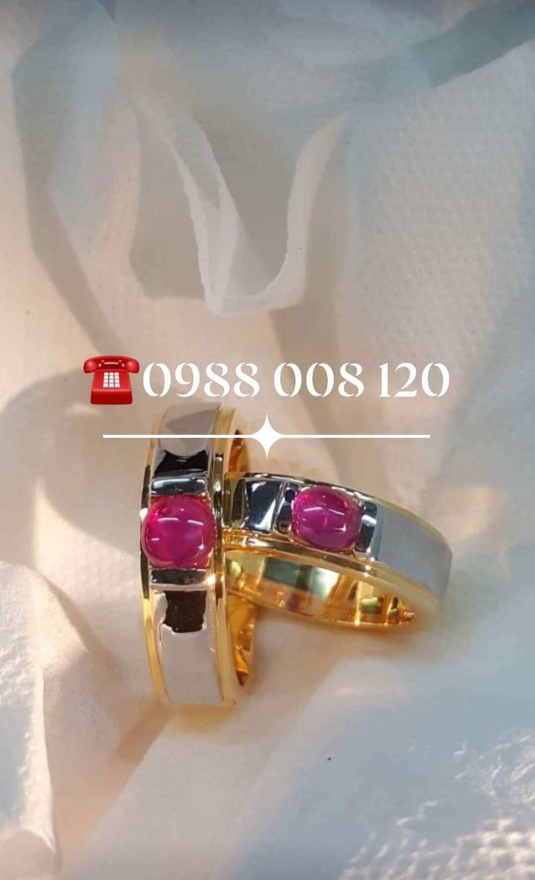 ( HOT HOT HOT ) Cặp nhẫn Ruby Ngọc tỷ kết vàng 18 k gần 6 chỉ, thiết kế sang trọng mang phong cách châu âu, có sao sáng chói, rất Đẳng cấp