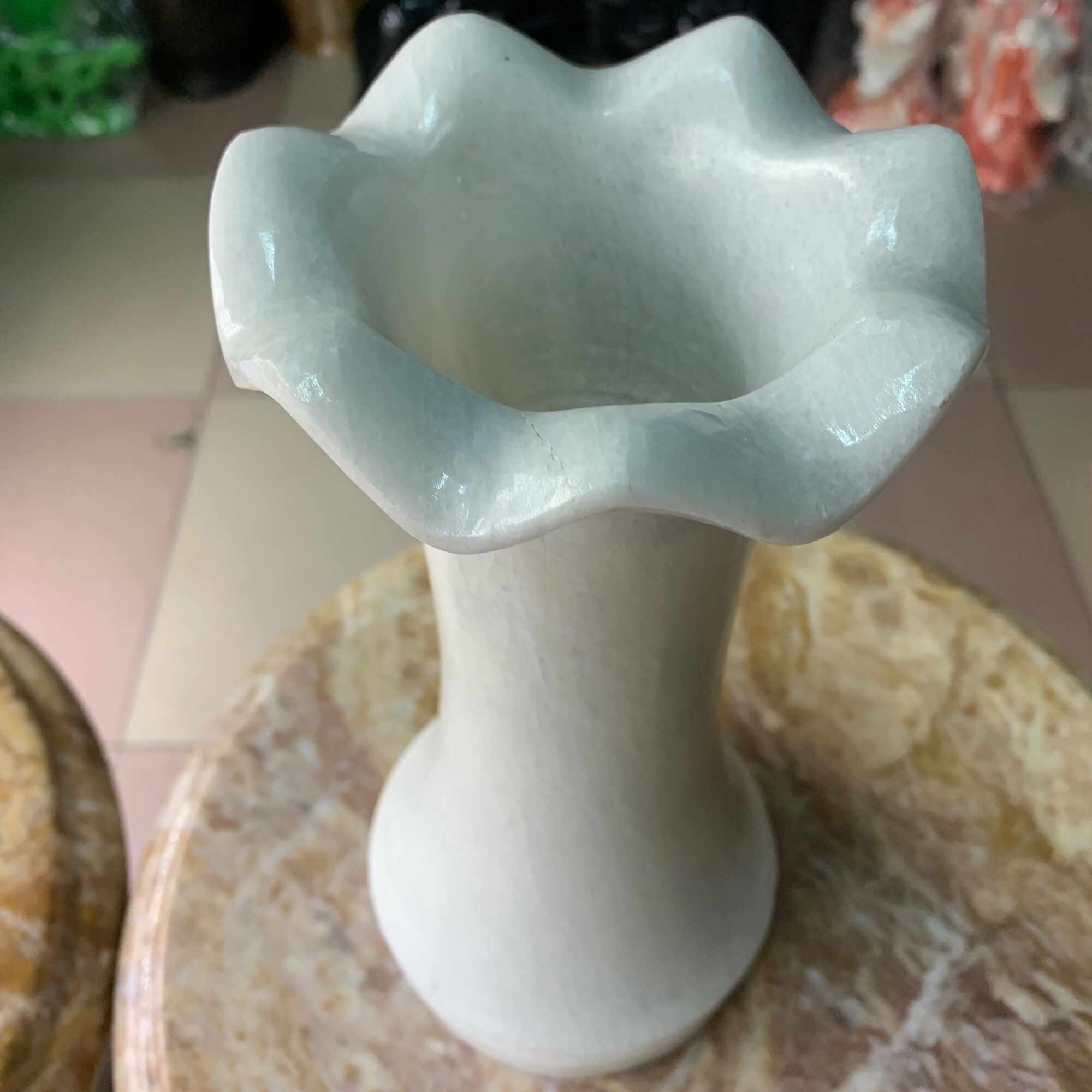 Bình Hoa Lọ Trúc Đá Cẩm Thạch Trắng - cao 25cm