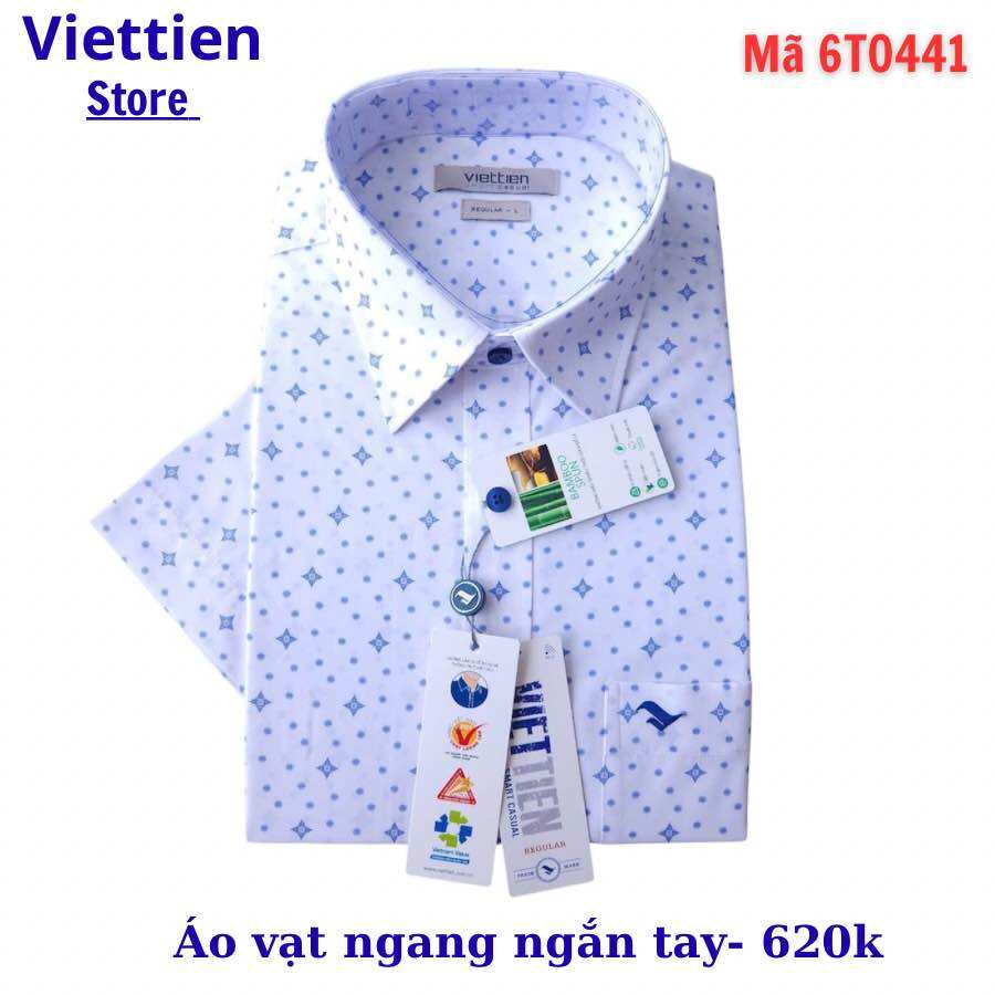 Áo vạt ngang ngắn tay việt tiến bông xanh nền trắng