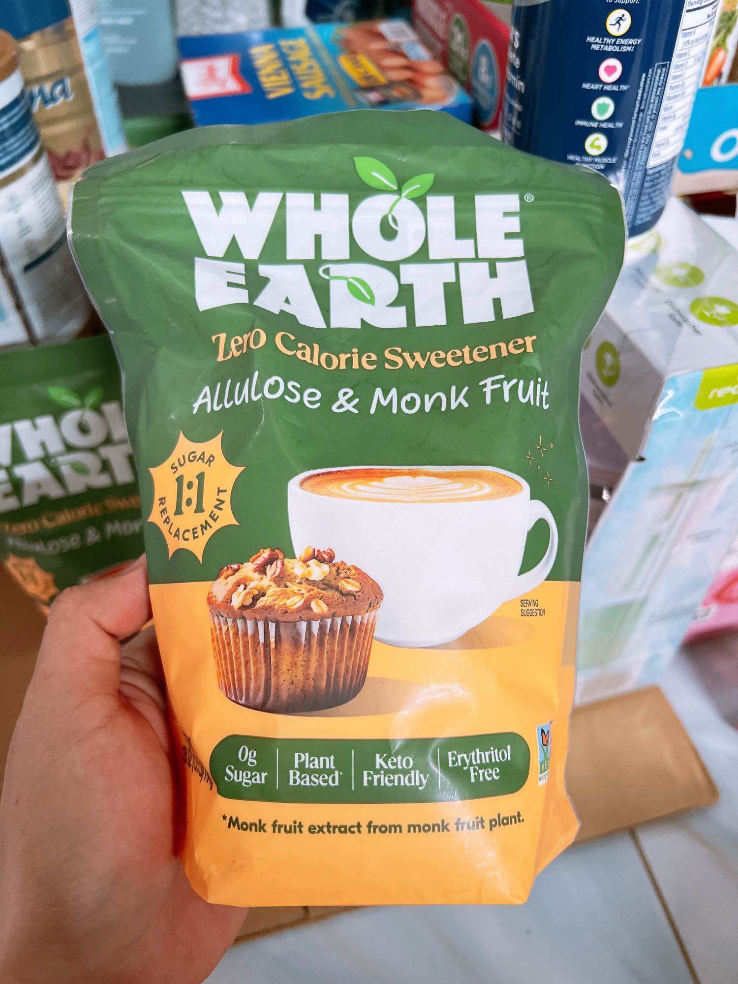 [ Date 2029 ] Đường kiêng thực vật Whole Earth Zero Calorie Sweetener Allulose & Monk Fruit 794g Mỹ.