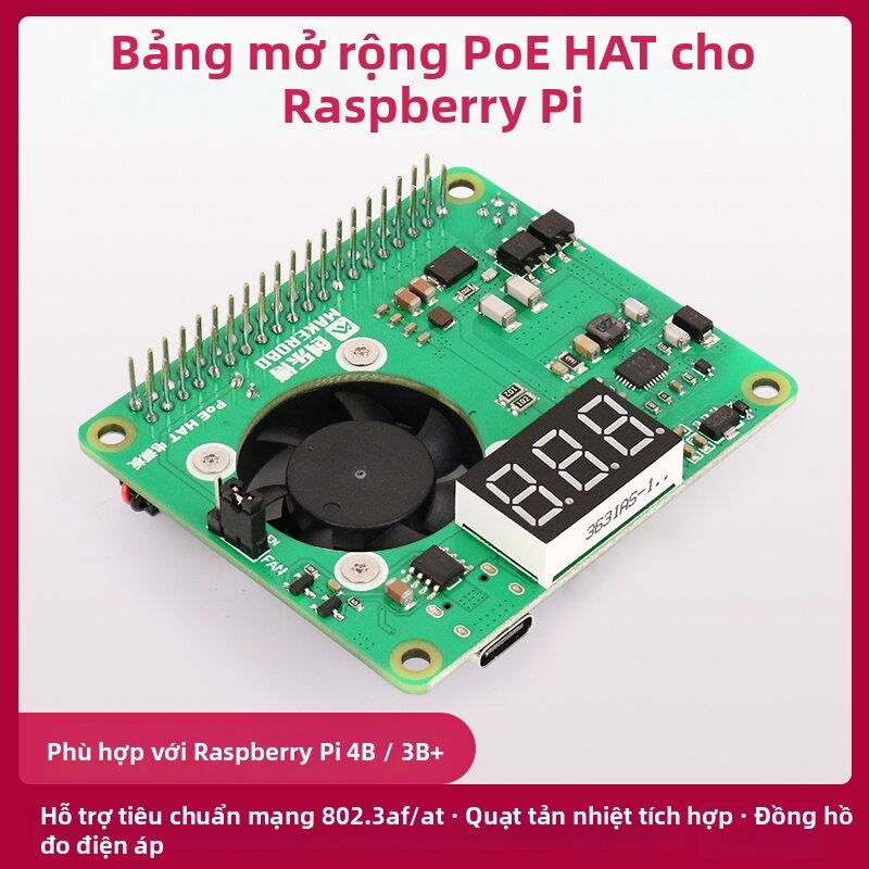 CHUANGLEBO | Raspberry Pi Model 4B 3B PoE Expansion Board Giá 586,000 Đồng*Miễn phí vận chuyển