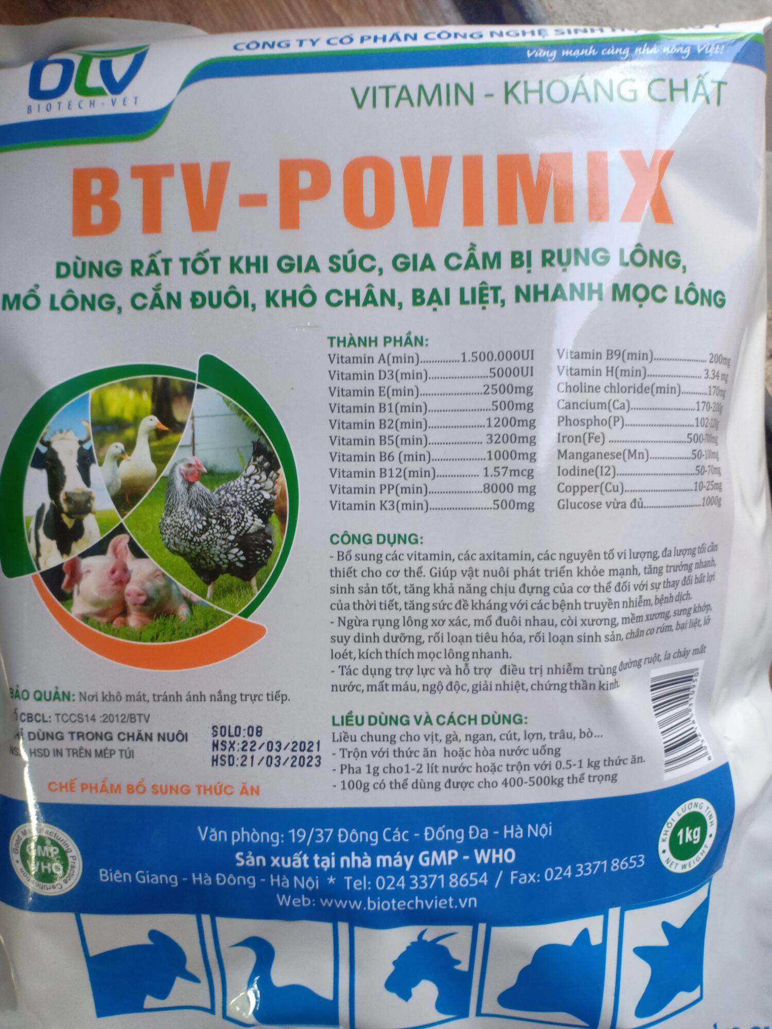 Nhanh mọc lông, chống cắn mổ 1kg -Povimix