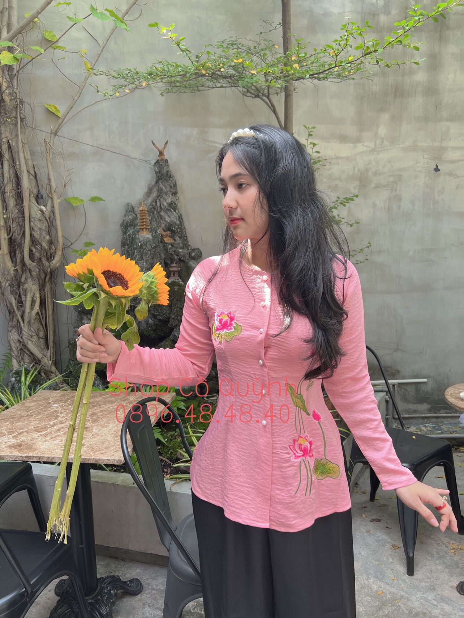 ÁO BÀ BA THÊU SEN ( ÁO LẺ KHÔNG KÈM QUẦN)