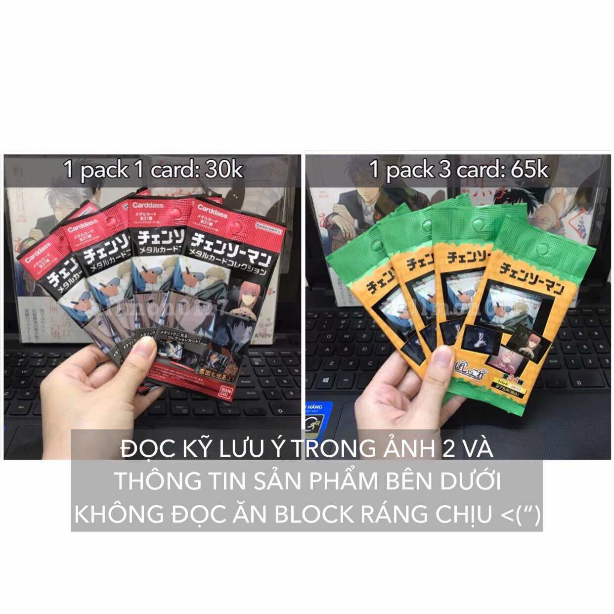 Pack Metal Card Polaroid Chaisaw Man thẻ nhân phẩm metallic pola random CSM