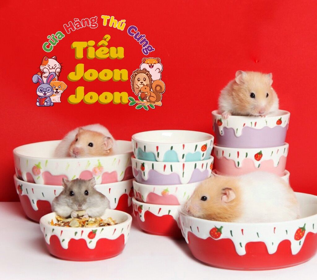 Chén ăn sứ Kem Dâu - chén sứ ăn dành cho Hamster