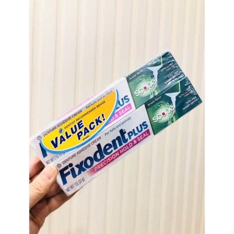 Keo dán hàm răng giả Fixodent Plus/Ultra Scope 57g Mỹ