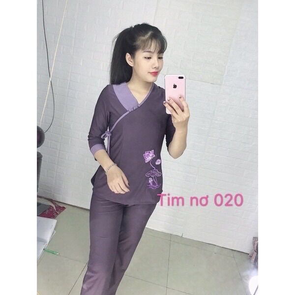 Đồ Lam Đi Chùa ➕Mẩu Thun Tim Nơ