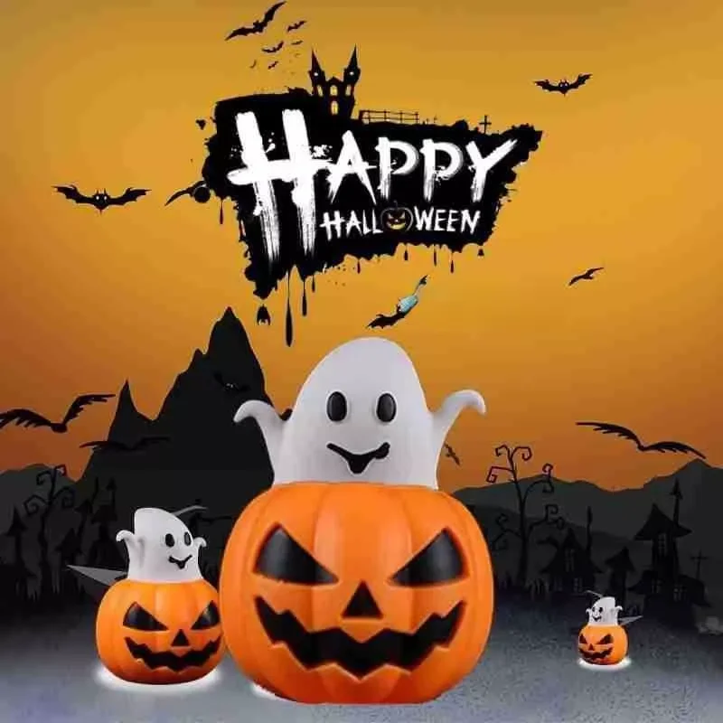 Đồ Chơi Giảm Stress Squishy Bí Ngô Có Đèn Nhấp Nháy - Đồ Chơi Squishy Trang Trí Halloween Dễ Thương