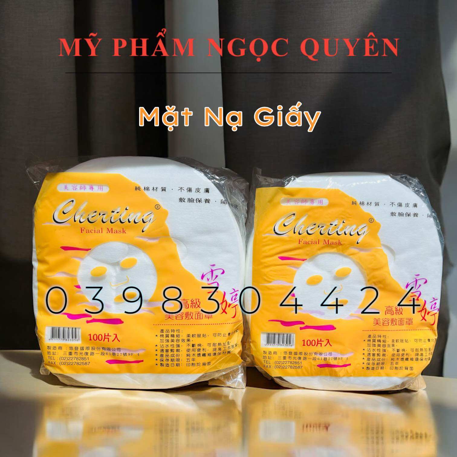 Mặt nạ giấy Spa -Mặt nạ giấy Cherting lột mụn bịch 100 miếng