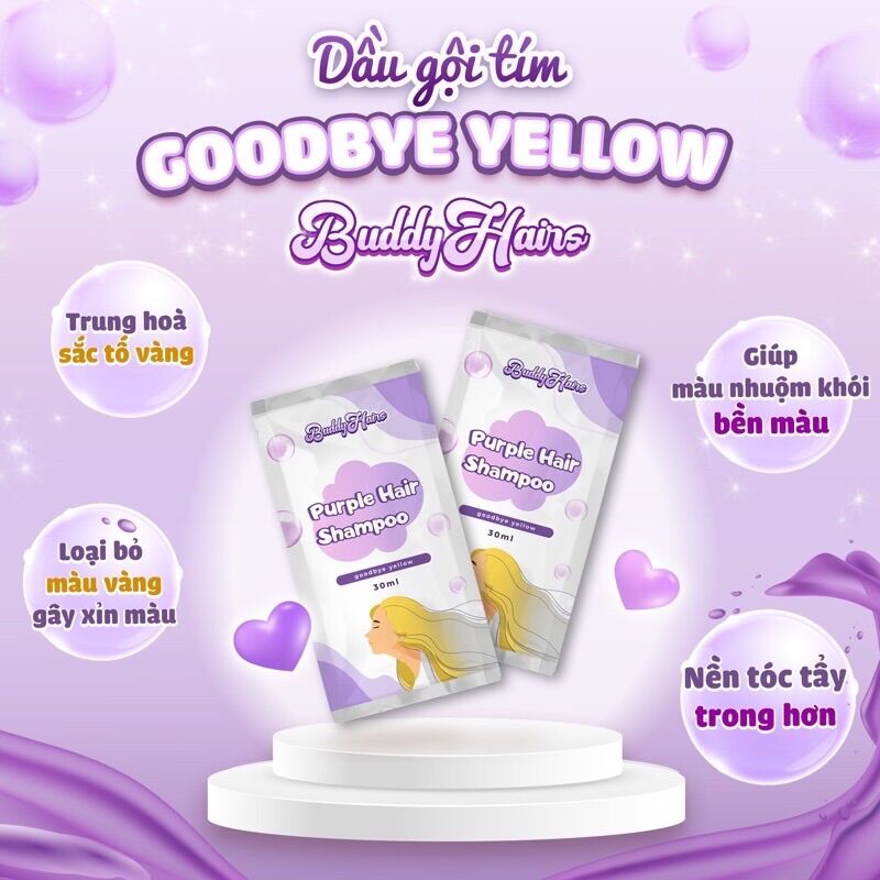 Dầu gội tím khử vàng Goodbye Yellow độc quyền thương hiệu Buddyhairs , Buddy.hairs, Buddyhair