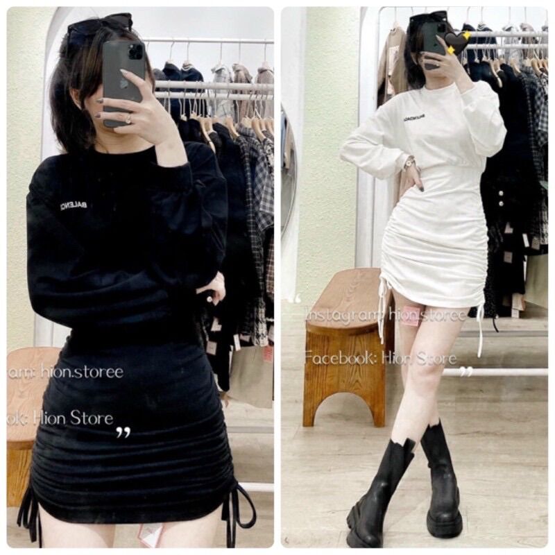Đầm thun rút dây