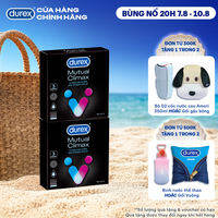 [SẢN PHẨM MỚI] Bộ 2 bao cao su Durex Mutual Climax kéo dài thời gian và gân gai, size 52.5 mm, hộp 3 bao