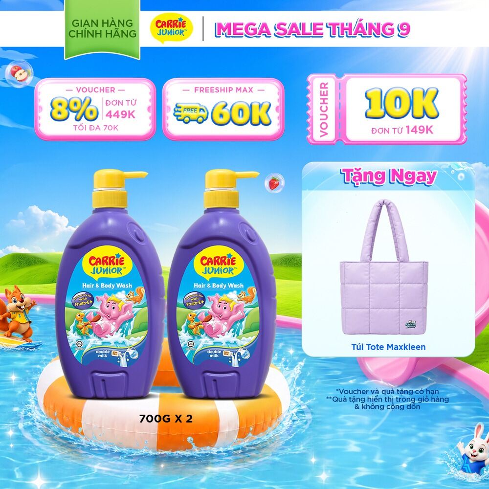 Combo 2 Sữa Tắm Gội cho bé Carrie Junior chiết xuất trái cây thiên nhiên Hương Tinh Chất Sữa(700g/chai)