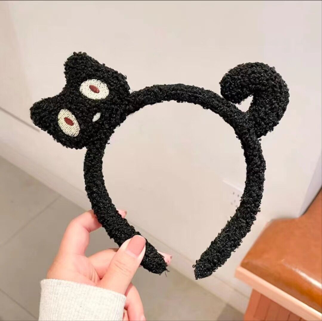 Bờm tóc cài tóc mèo đen thêu mắt vàng cute dễ thương
