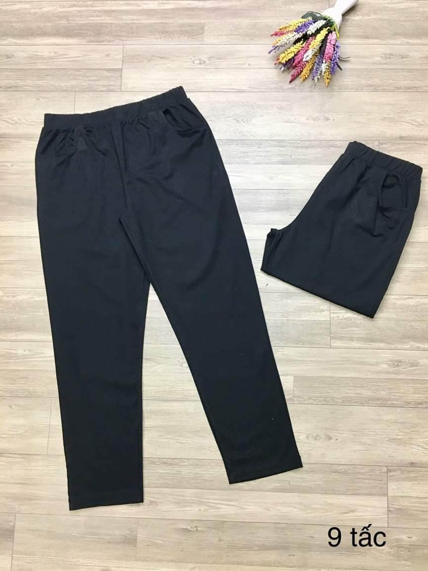TPQ11(L-8XL) Quần Thun 9 Tấc Màu Đen Trơn Thông thường Bigsize Tuyenphan