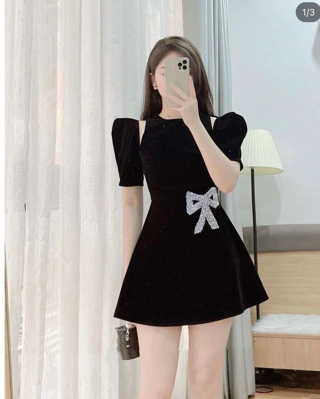 (D124 SHOP BIGSIZE NỮ 50KG ĐẾN 90KG) đầm đính nơ eo dáng A ngắn