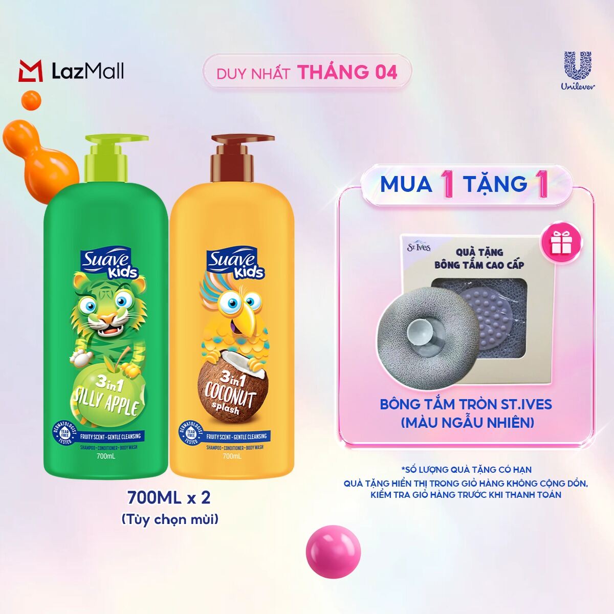 Combo 2 Sữa tắm gội trẻ em Suave Kids 3 trong 1 700mlx2 (tùy chọn mùi)