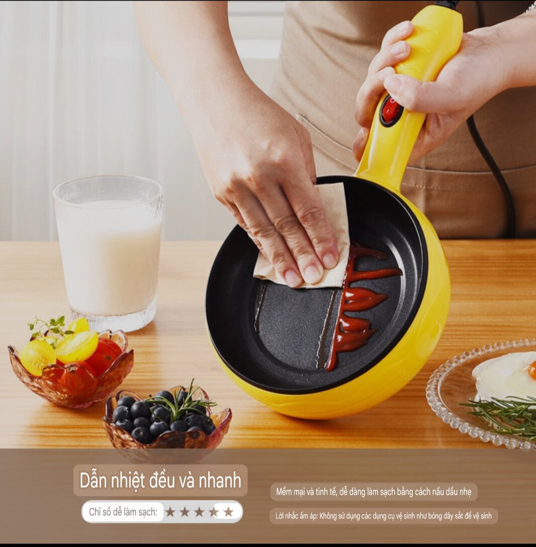 Mini Electric Pan for Frying, Steaming Eggs, Making Cakes with Steaming Plate