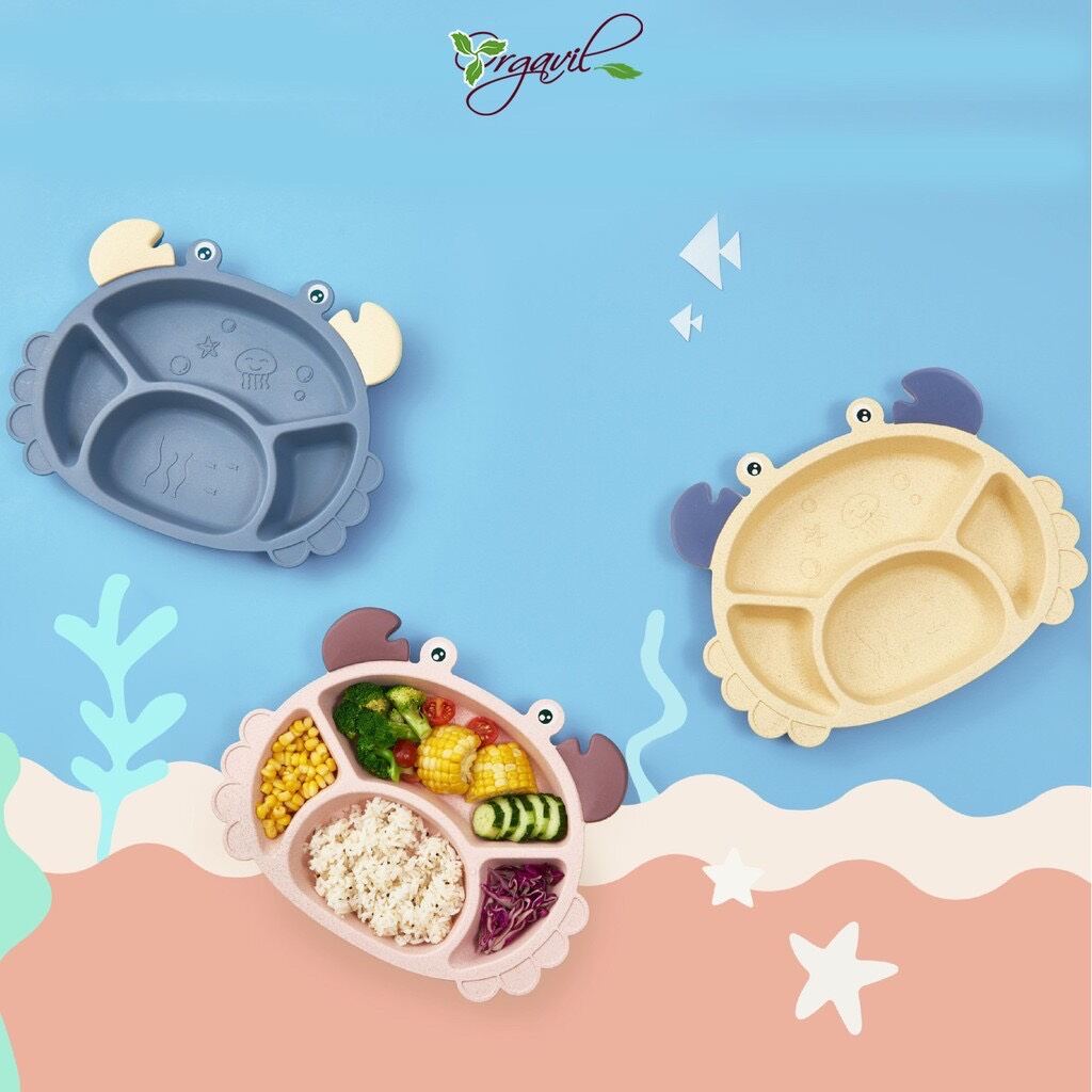 Set Khay ăn Lúa Mạch 6 CHI TIẾT Hình Cua cho bé ăn dặm