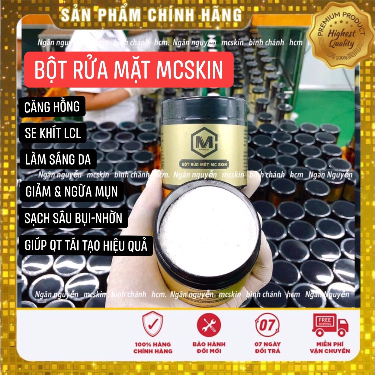 [HCM] 💐 BỘT RỬA MẶT DƯỢC LIỆU MCSKIN 150g tặng mặt nạ 🍃🍃