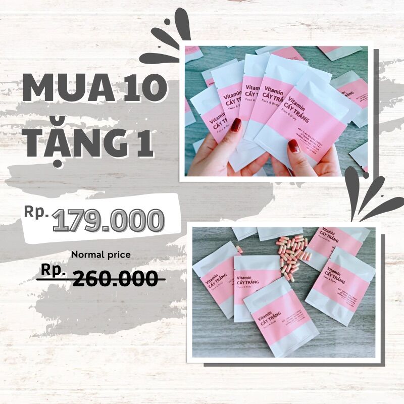 [ GIÁ SỈ MUA 10 TẶNG 1 ] Combo 100 viên cấy trắng kích trắng da cấp tốc