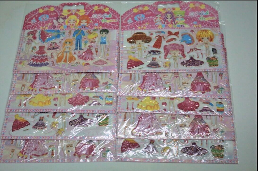 Bộ 10 hình dán mẫu búp bê nổi 3D