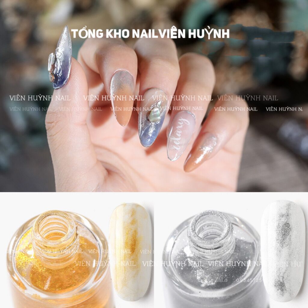 Cồn nhũ vàng bạc WGOMM , nhũ sáng mịn mã mới trang trí móng