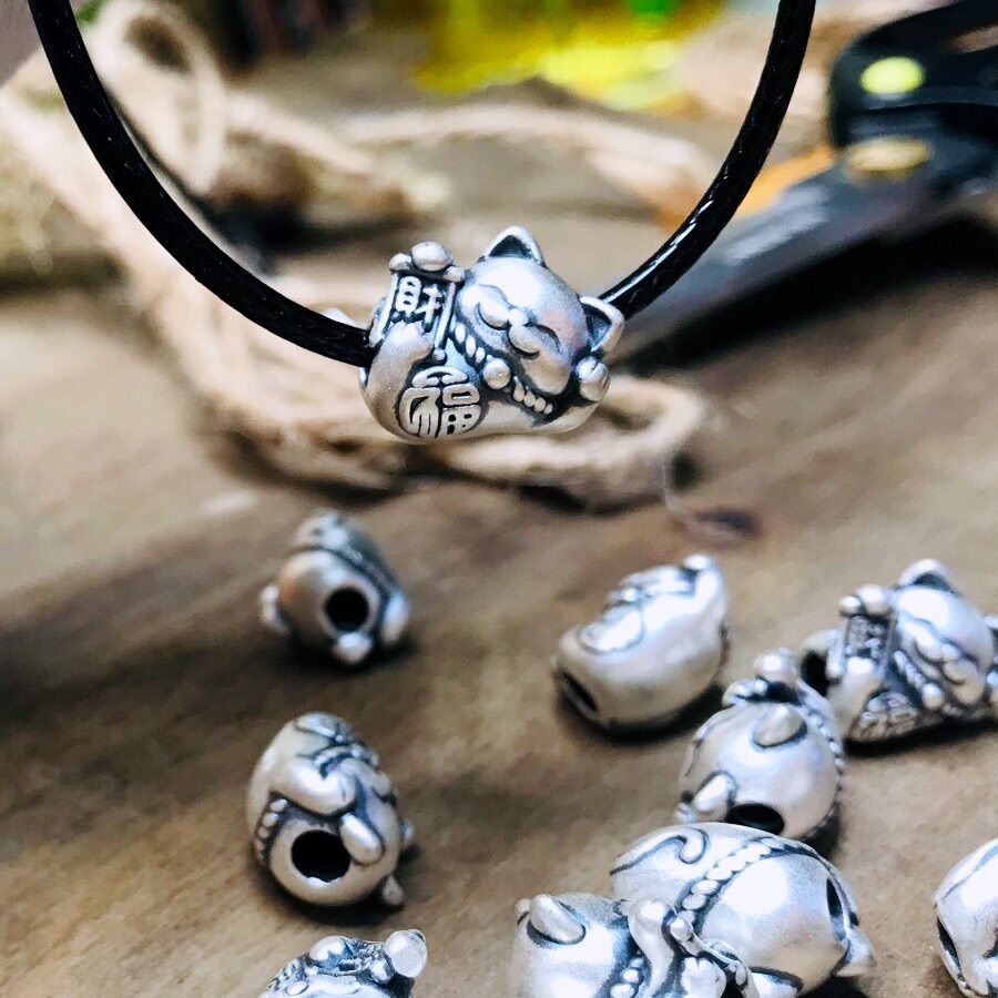 [Giá sỉ] Charm bạc mèo thần tài (3D0005)