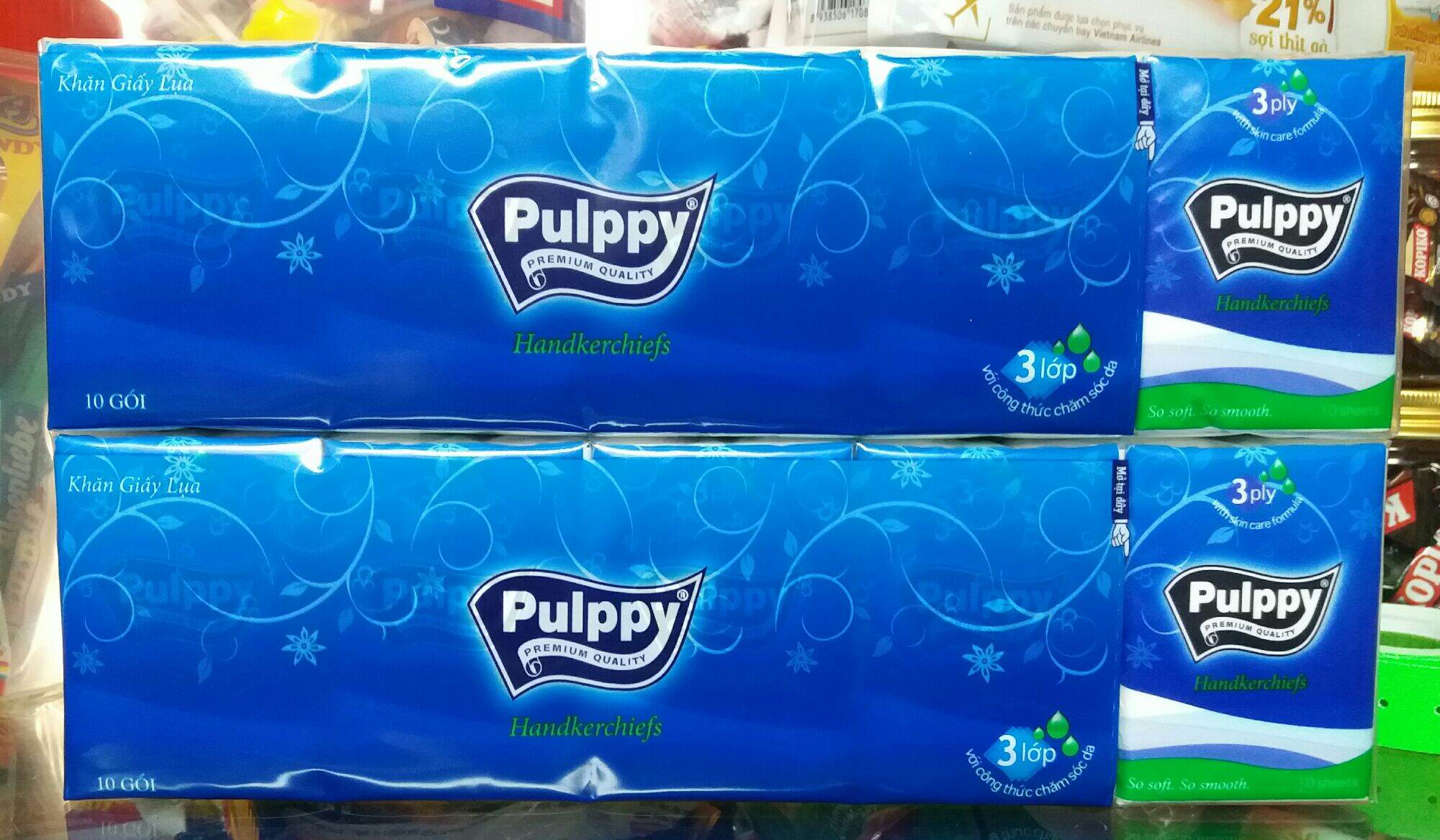 1 lốc 10 gói khăn giấy lụa bỏ túi pulppy