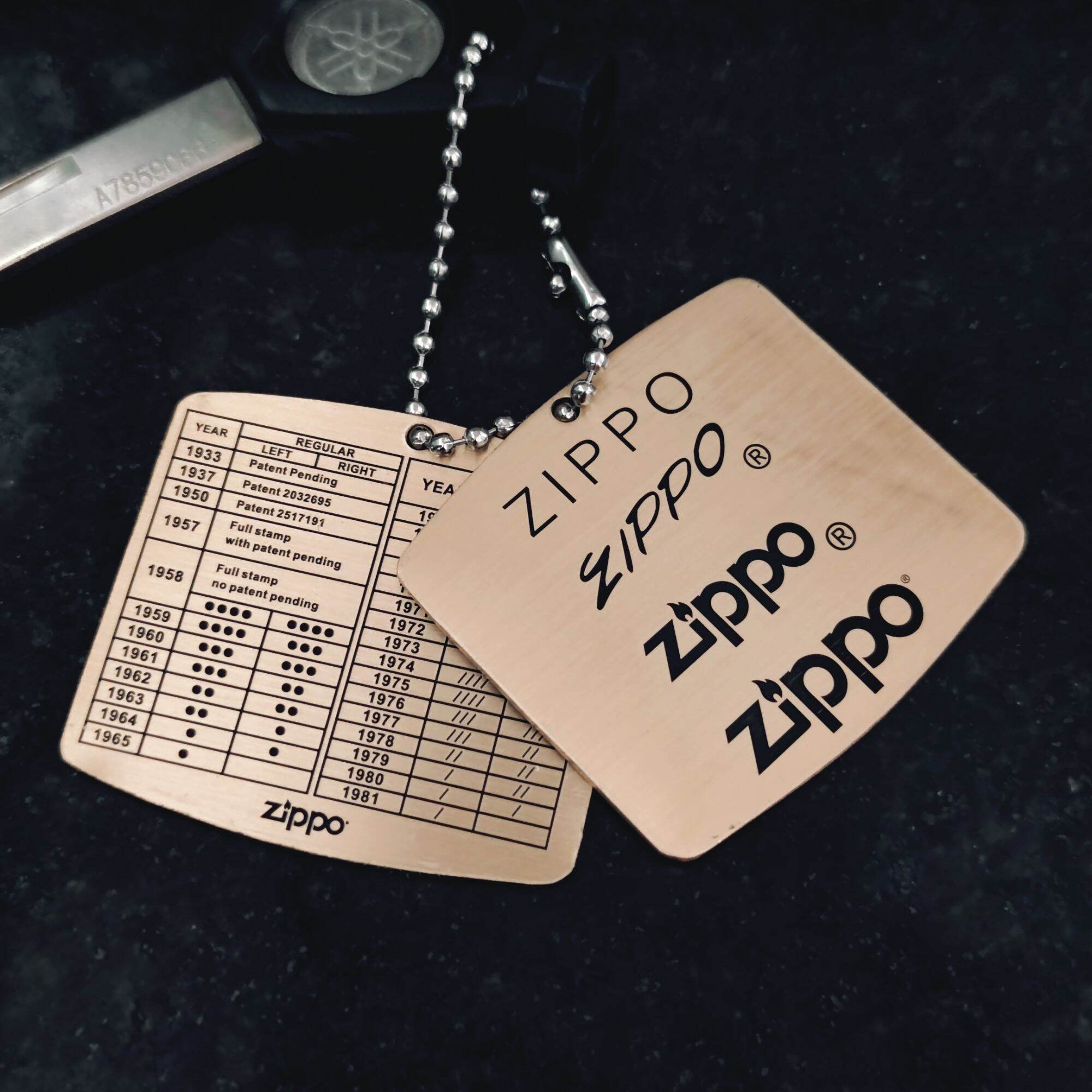 Phụ kiện bật lửa Zippo - thẻ bài móc khoá đồng Zippo chính hãng - kèm dây bi