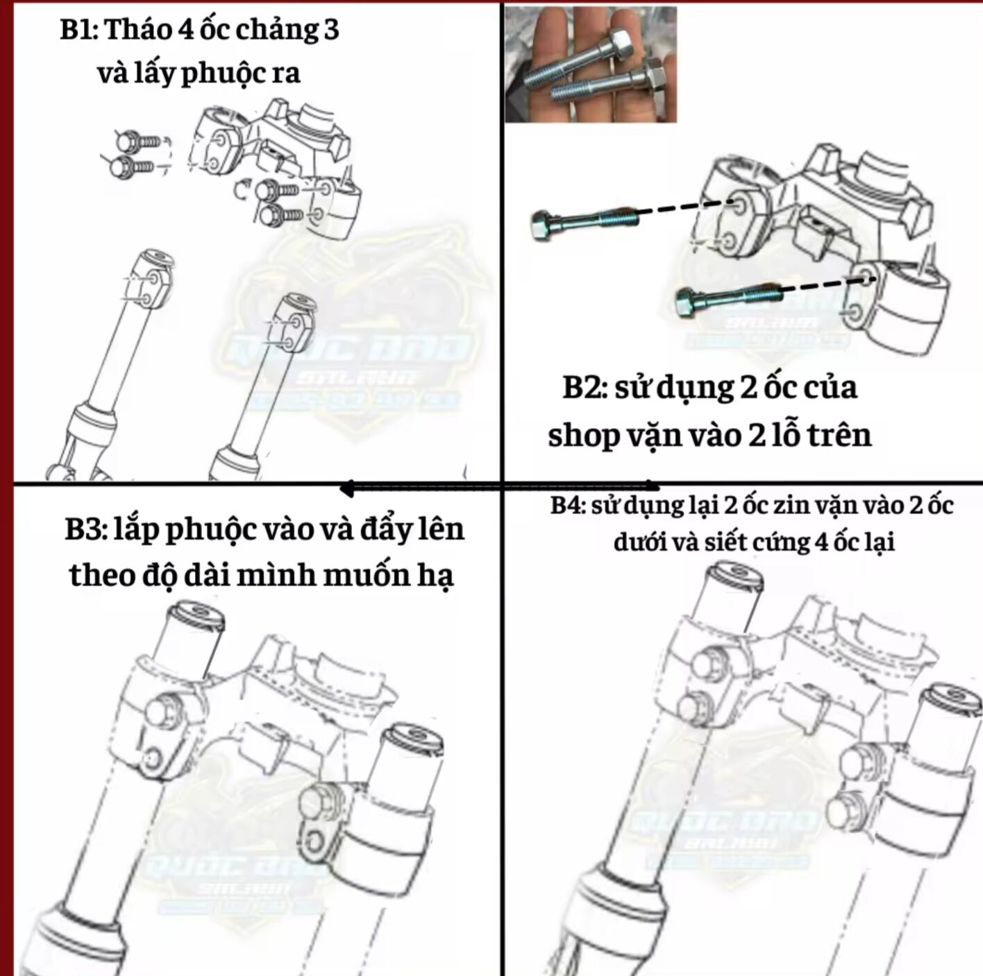 ốc hạ phuộc không cần mài ty (1 cặp) (loại tốt)