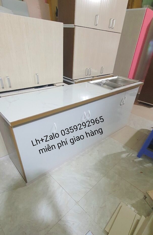 tủ bếp mini nhựa đài Loan ốp mặt gạch sẵn bồn đôi