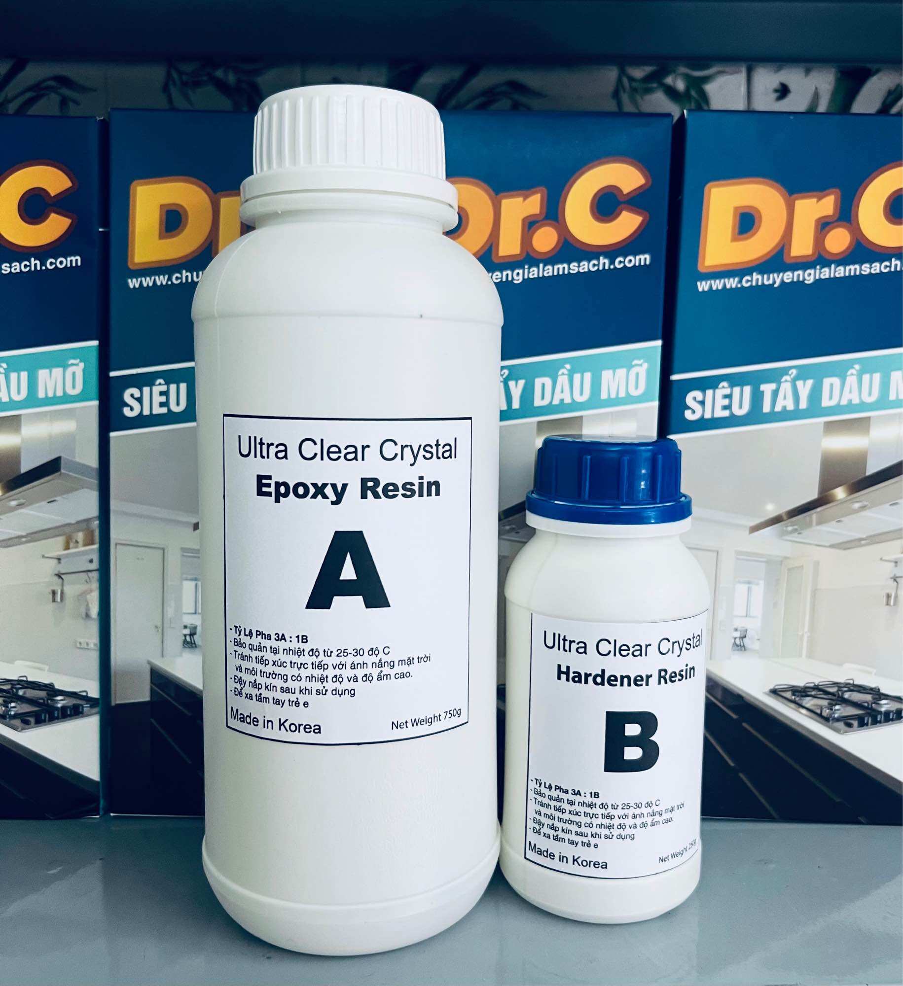 Keo Đổ Nhựa Cứng Epoxy Resin Ultra Clear Crystal AB